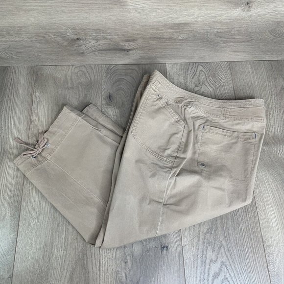 Coldwater Creek Capri Pants Womens 12 Bown Solid Zip Snap Close Drawstring Cuff - Picture 2 of 9